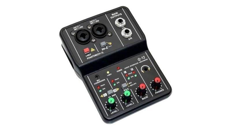 Q-12 Interface de áudio profissional de canal USB 2.0