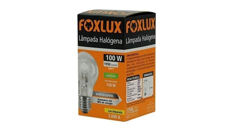 Lâmpada Halógena Clássica 100W 220V