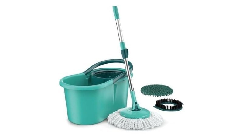 Mop Giratório 3 Em1, Balde com 12 Litros e 3 Opções de Refis, (Microfibra, Tira Pó e Limpeza Pesada) MOP8258, Flash Limp PP