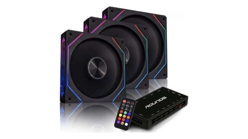 Kit Fan com 3 Unidades Round5 Nordwind Black, Argb, 120mm