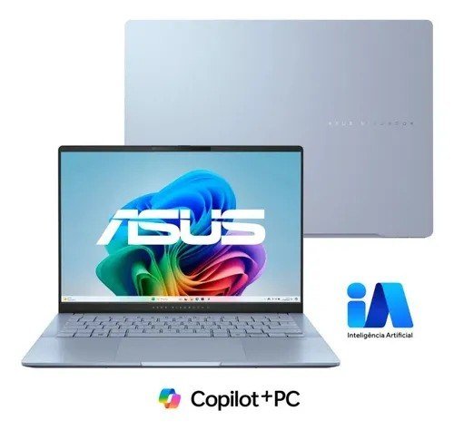 Notebook ASUS Vivobook S 14 S5406SA Copilot+ PC Intel Core Ultra 7 256 V 16GB RAM 512GB SSD Windows 11 Home 14" OLED Mist Blue QD299W