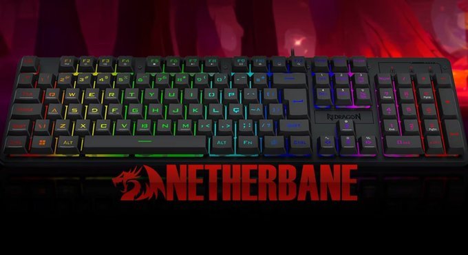 Teclado Membrana Redragon Netherbane Preto RGB K521 + Frete Grátis