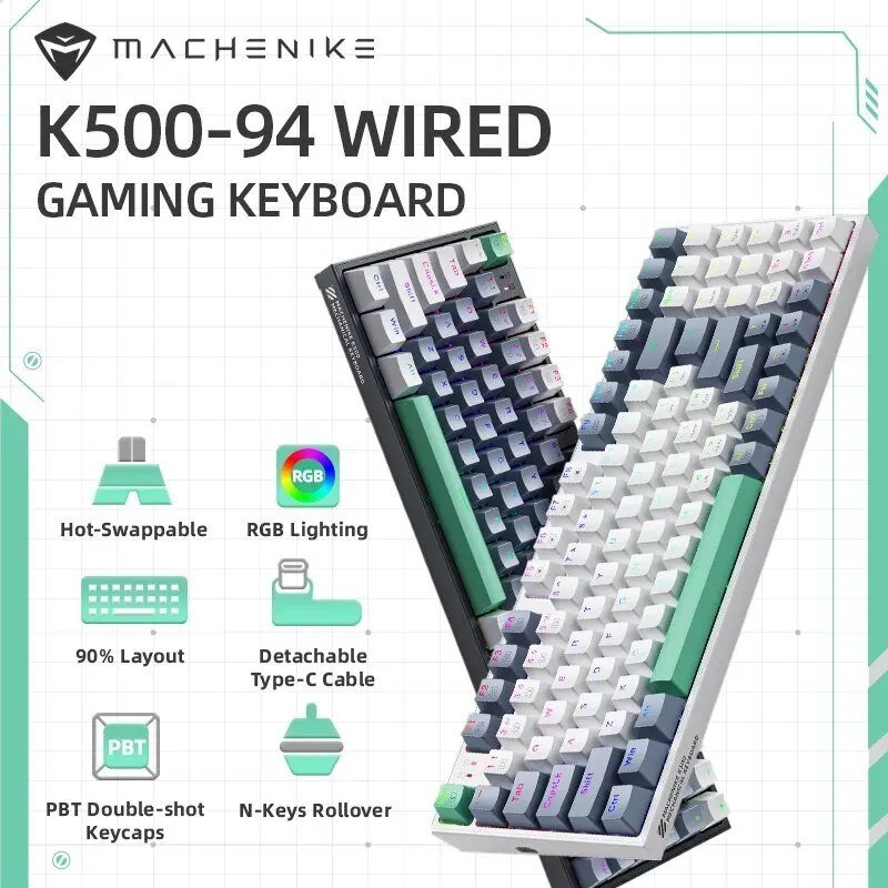 Teclado Mecânico Machenike K500 90% Rgb, 94 teclas, Huano Hot Swap