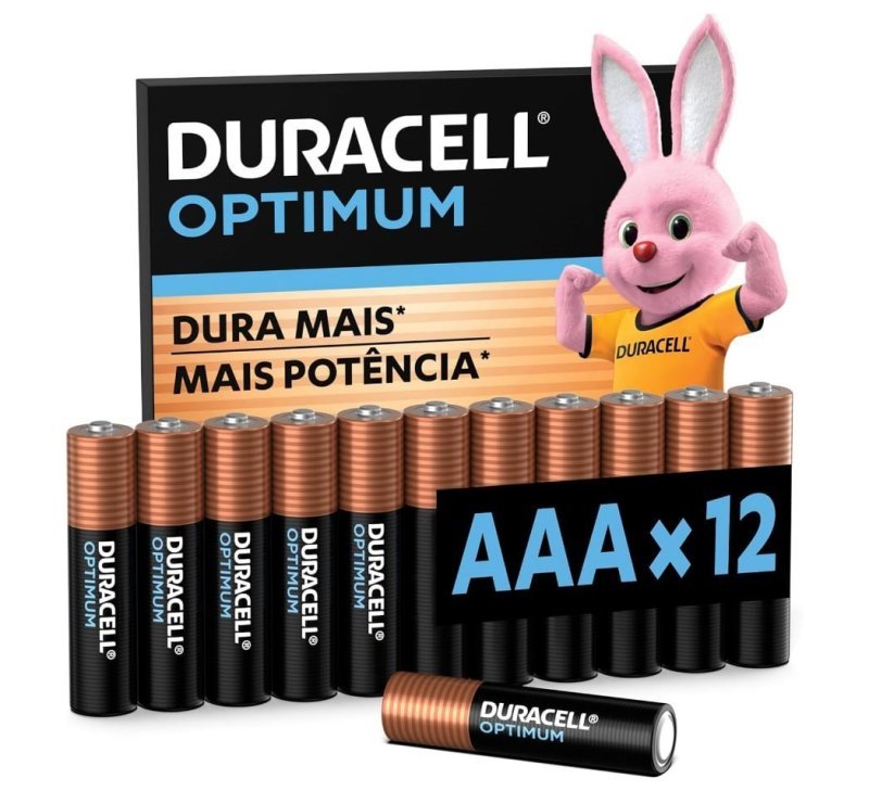 Duracell Pilhas Optimum AAA Palito Pack 12 Unidades