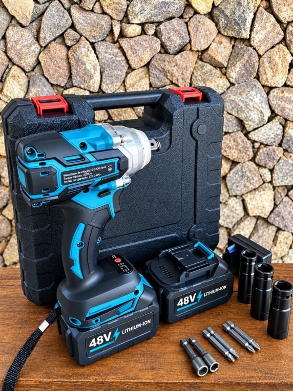 Kit Chave Impacto 48v Sem Fio Alto Torque