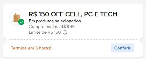R$150,00 OFF nas compras acima de R$999,00