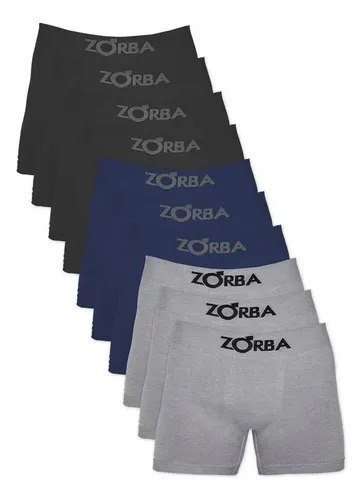 Kit 10 Cuecas Box Boxer Zorba Seamless Algodão Sem Costura