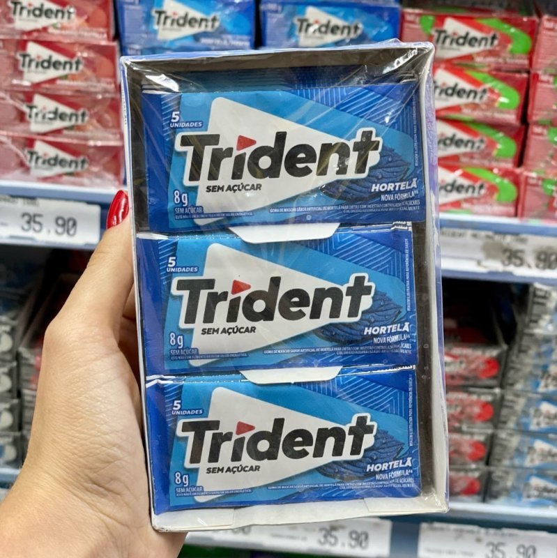 Cx Chiclete Trident Hortelã Sem Açúcar 21 un. 8g