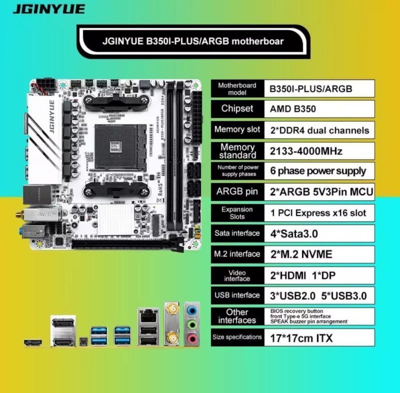 B350I Jginyue ITX PLUS - ARGB AM4
