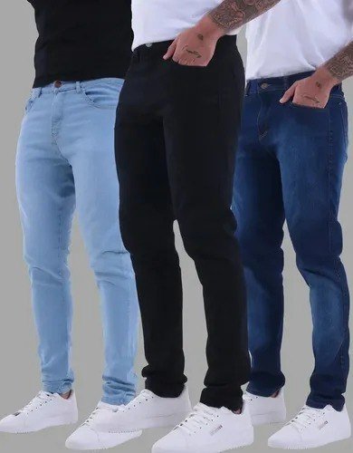 Kit 3 Calças Jeans Masculina Com Elastano Original Nf