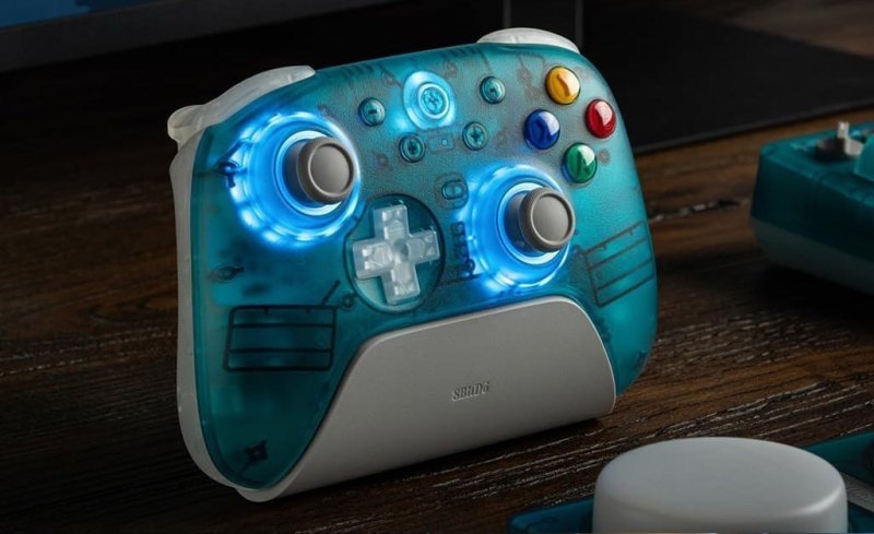 Controle 8BitDo Ultimate 2 Gamepad Clear Blue sem Fio 2.4G para PC e Android