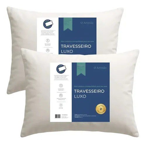 Kit 2 Travesseiro Antialérgico Regulável Lavável Fibra 50x70 Branco