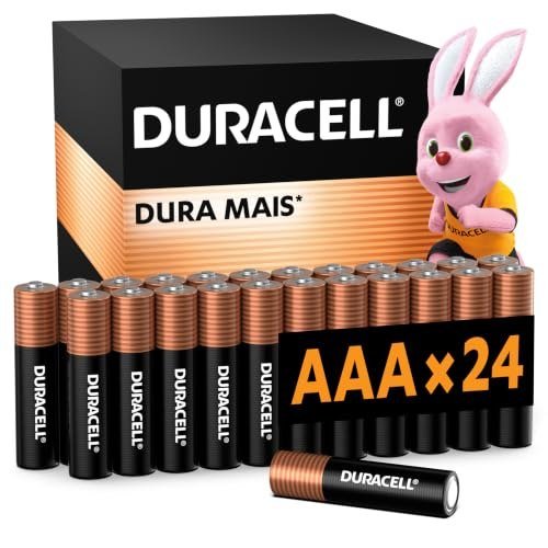 Duracell Pilhas Alcalinas AAA Palito Pack 24 Unidades – Dura Mais - Ideal para Controle de Videogame e Brinquedos