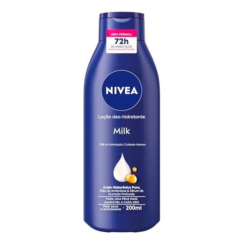NIVEA Loção Deo-Hidratante Milk 200ml, Hidratação Profunda 72h