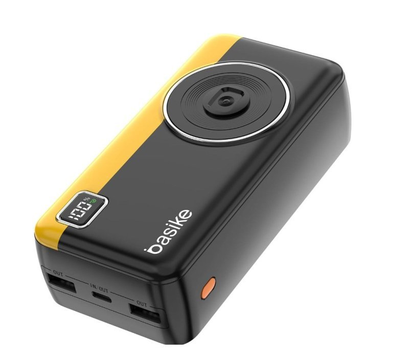Power Bank 30000mAh, Basike Carregador Portátil com Cabo(Preto)