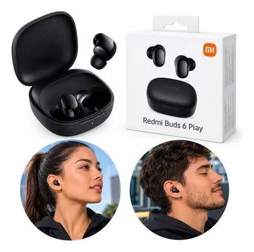 Fone De Ouvido Bluetooth Xiaomi Redmi Buds 6 Play Preto Preto