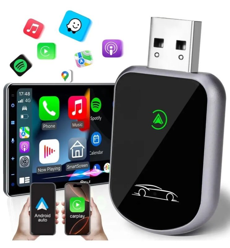 Adaptador Bluetooth Portátil Sem Fios Carplay e Android Auto