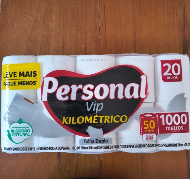 20 un. Papel Higiênico Personal Vip Kilométrico Folha Dupla 50M