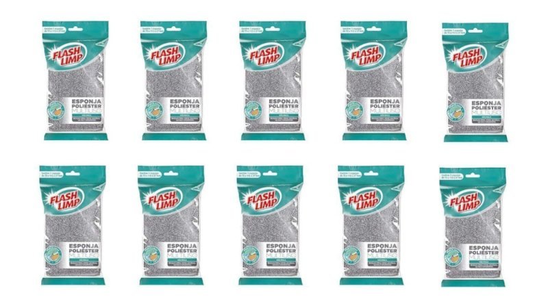 Flash Limp Kit 10 Esponjas Multiuso Poliéster Limpa Sem Riscar