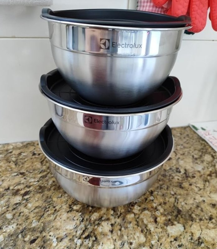 Conjunto Bowls Tigelas Inox Com Tampa Plástica - Electrolux
