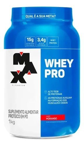 Proteína Max Titanium Whey Pro Concentrado em pó sabor Morango x 1kg
