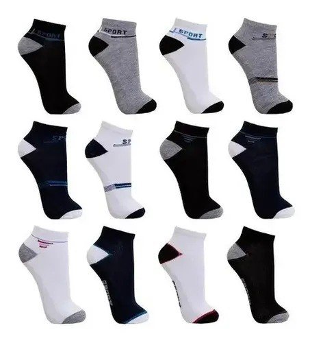 Kit 12 Pares Meia Premium Cano Curto Tamanho Especial 38ao44 Variadas 38-44