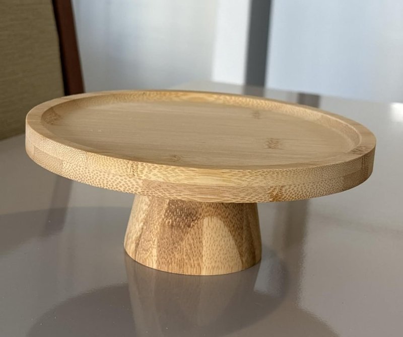 LYOR - Prato para Bolo de Bambu com Pé 18cm x 6cm + Frete Grátis