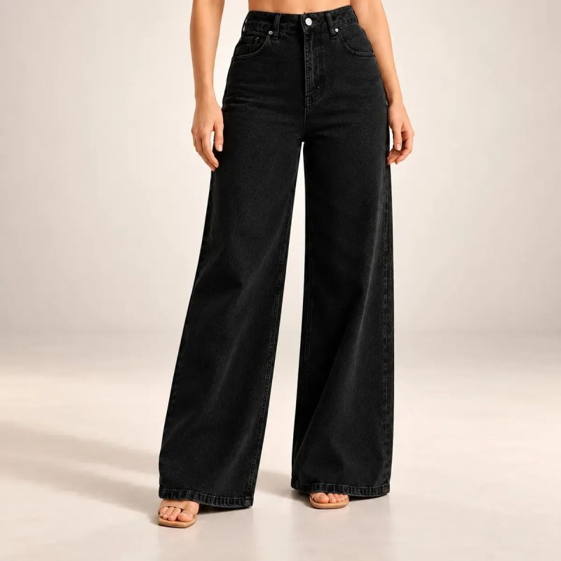 Calça Jeans Wide Leg Feminina Pantalona Cintura Alta (36 ao 46)