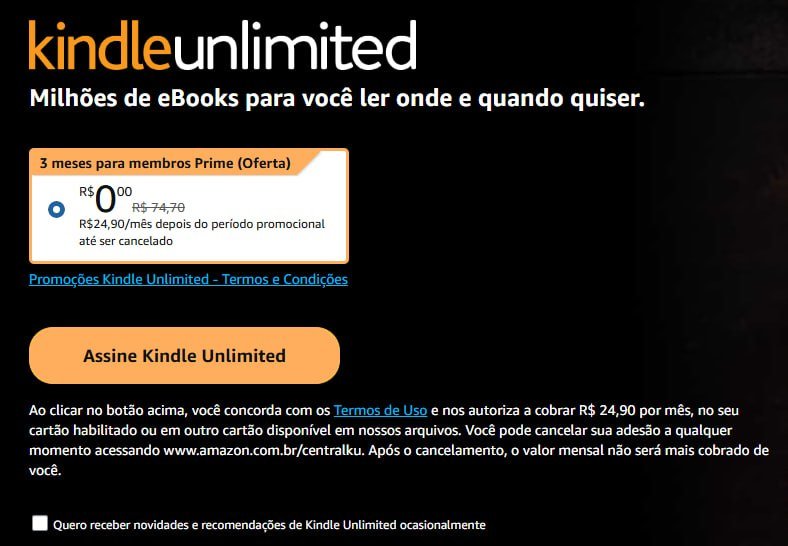 Kindle Unlimited de graça por 3 meses