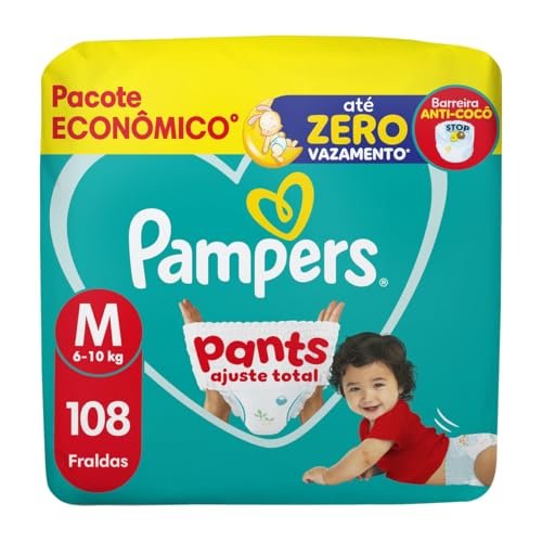 Fralda Pampers Pants Ajuste Total Tamanho M, 108 Unidades