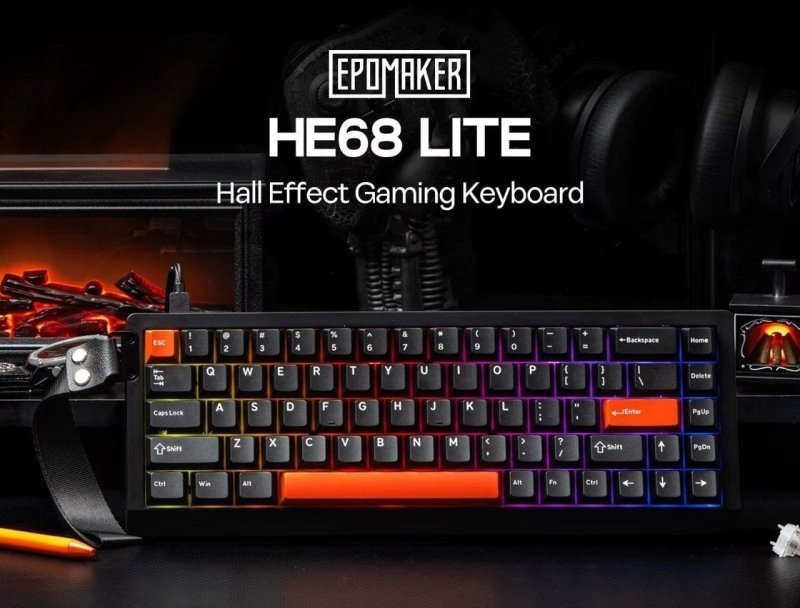 Teclado Mecânico Magnético Epomaker he68 lite 65% Efeito Hall Rgb