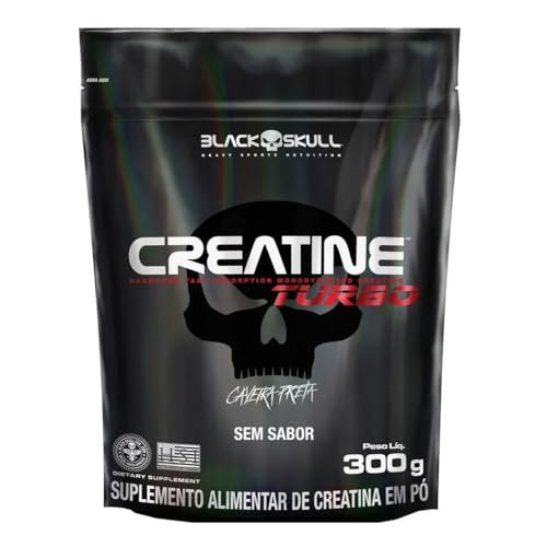 Creatine Turbo BlackSkull - Creatina Monohidratada em pó (300g Refil, Sem sabor)
