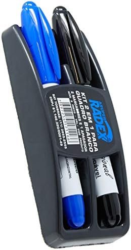 Pincel Quadro Branco Azul E Preto Com Apagador Kit 38422