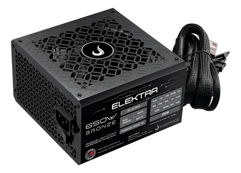 Fonte Rise Mode Elektra 650w Rm-psu-elk-650-b Para Pc Preto
