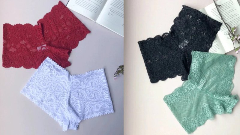 Kit 10 Calcinhas de Renda Shortinho