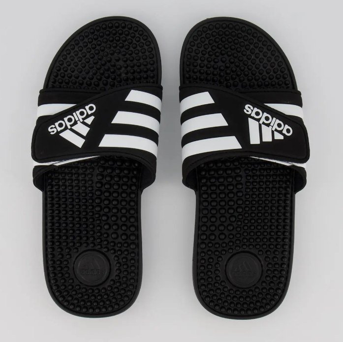 Chinelo adidas Adissage Logo Preto E Branco + Frete Grátis