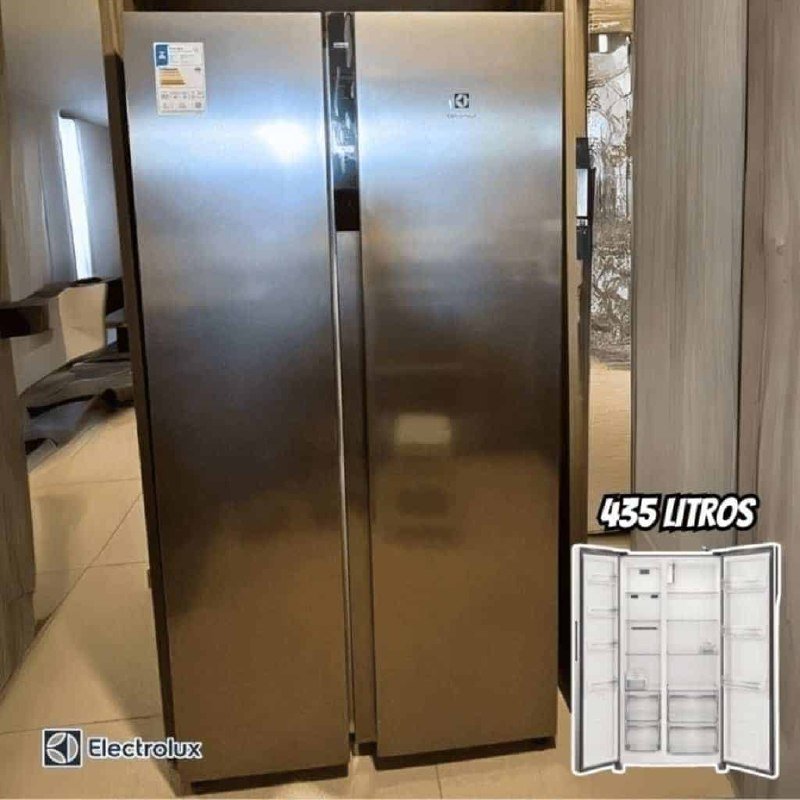 Geladeira Electrolux IS4S Frost Free Inverter 435L Side by Side cor Inox Look