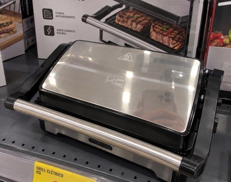 Sanduicheira e Mini Grill HQ 180º 1000W Antiaderente Inox HQ-SG002 220V