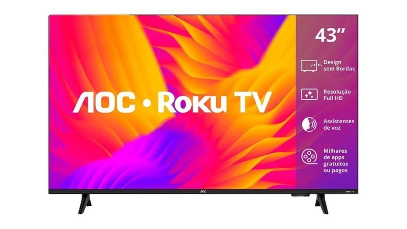 Smart TV AOC LED 43 Full Hd Wi-Fi Roku TV Sem Bordas