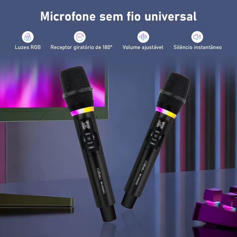 Microfone Gamer Sem Fio RGB Profissional Coibeu – Bluetooth, Alta Qualidade de Áudio e Iluminação RGB