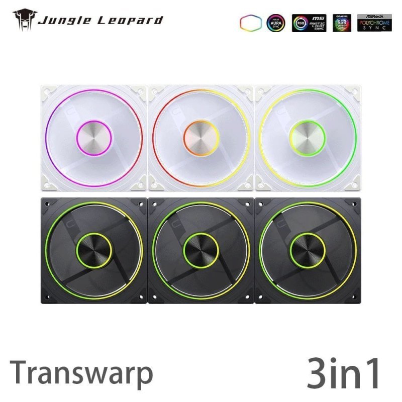 Kits Fans 3 em 1, 360mm ARGB Jungle Leopard Transwarp