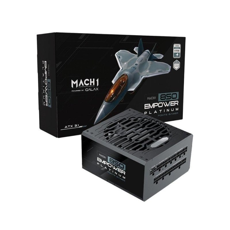 Fonte Mach1 Empower, 850w, 80 Plus Platinum, Modular, Pfc Ativo, Preto