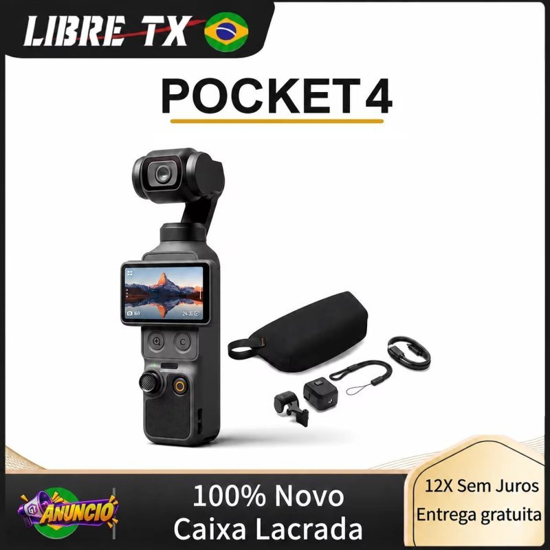 Osmo Pocket 4 Câmera de Ação, Estabilizador Portátil de Bolso