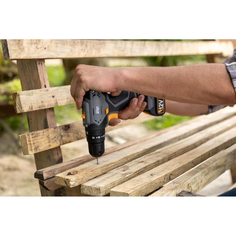 WAP Parafusadeira Furadeira de Impacto à Bateria 3/8" 12V WF 12K4.2 com 18 Níveis de Torque e Kit Acessórios e Maleta