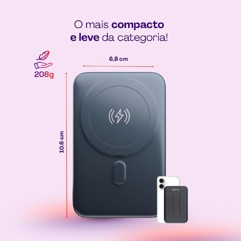 Geonav Power Bank, Carregador Portátil Universal por Indução 10.000mAh