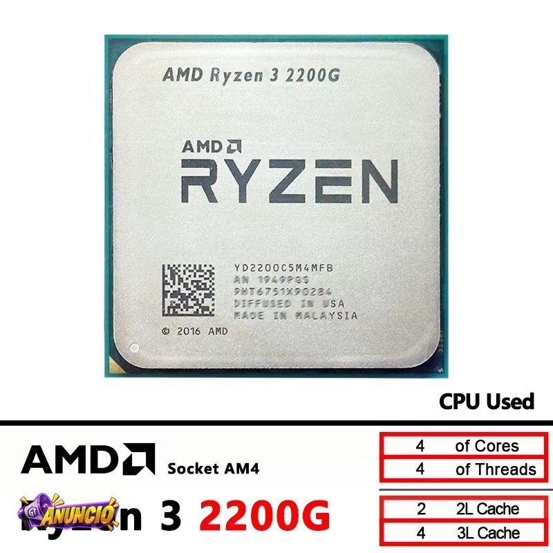 Processador Ryzen 3 2200G CPU R3 DDR4 AM4