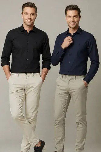 Kit 2 Camisas Slim Fit Polo Wear Preto / Marinho P