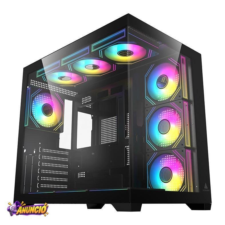 Gabinete Gamer Acegeek Omniview, Mid-Tower, Lateral de Vidro, Preto, AG-OMNIVIEW-BK