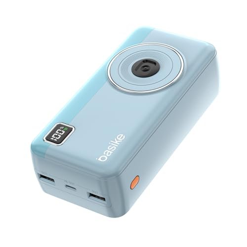Power Bank 30000mAh, Basike Carregador Portátil com Cabo (Azul)