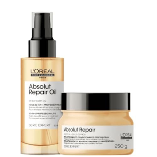 Kit L'Oréal Professionnel Serie Expert Absolut Repair Gold Quinoa Protein Máscara 250ml e Óleo 90ml
